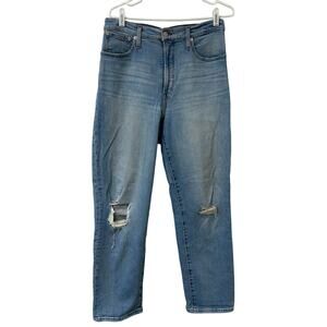 Madewell Womens Sz 30 The Perfect Vintage Straight Jeans High Rise Distressed